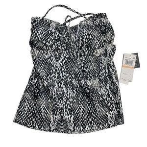 Salt + Cove Simple Scale Keyhole Tankini Top Black White Small New